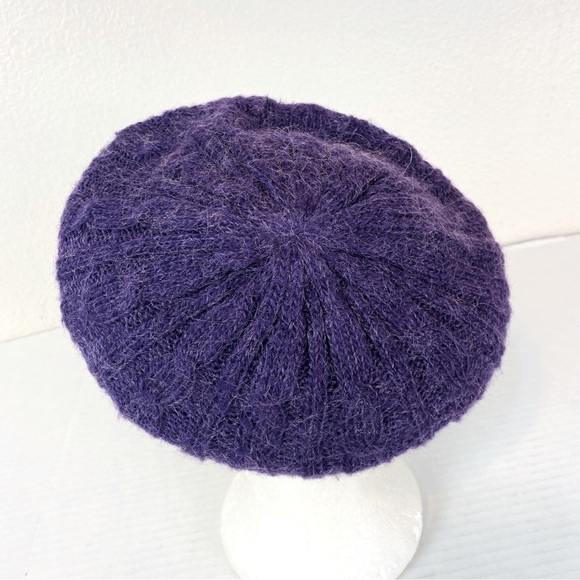 Fownes Purple Mohair Blend Knit Beret OS - Picture 2 of 6